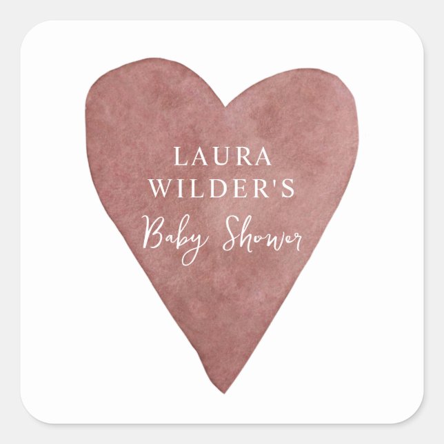 Boho Heart Baby Shower Fyrkantigt Klistermärke (Framsida)
