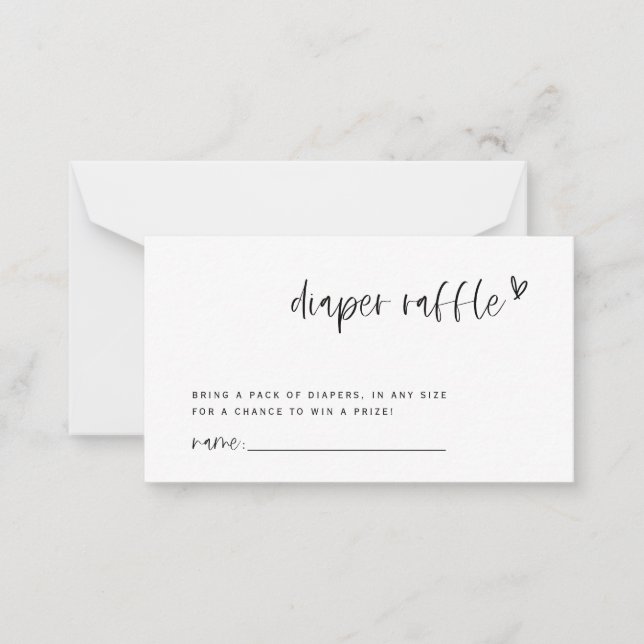 Boho Heart Diaper Raffle Baby Shower Game Card Anteckningskort (Framsida)