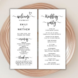 Boho Heart Script Calligraphy Bröllop Ceremony Program