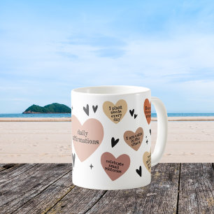 Boho Heart Teacher Gift Affirmation och Gratitude Kaffemugg