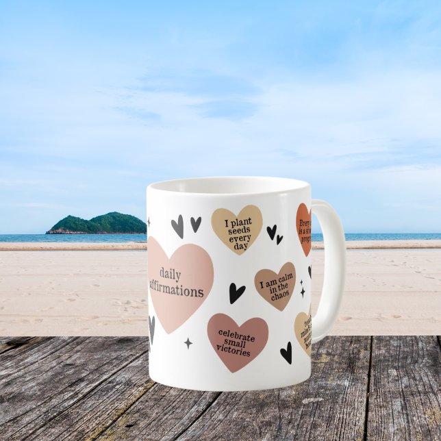 Boho Heart Teacher Gift Affirmation och Gratitude Kaffemugg (Skapare uppladdad)