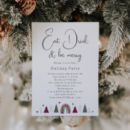 Boho Hearts Eat Drink and BE Merry Julfest Inbjudningar