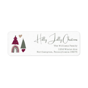 Boho Hearts Holly Jolly-Returadressen Returadress Etikett