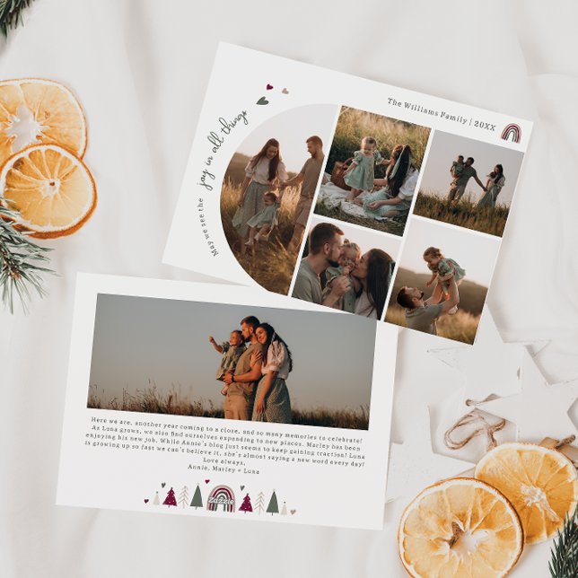 Boho Hearts Joy in all Sak sex fotojul Julkort (Skapare uppladdad)