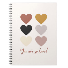 Boho Hearts Kärlek-positiva citat du är så älskad Anteckningsbok