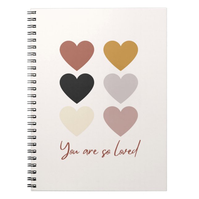 Boho Hearts Kärlek-positiva citat du är så älskad Anteckningsbok (Framsidan)