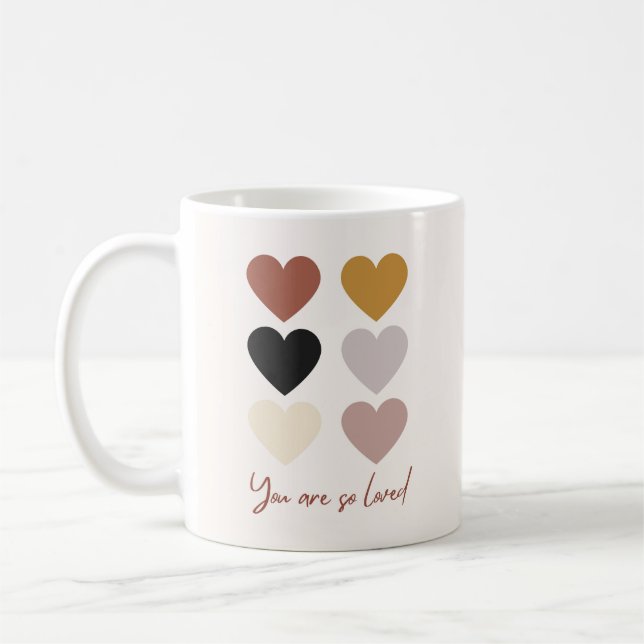 Boho Hearts Kärlek-positiva citat du är så älskad Kaffemugg (Vänster)