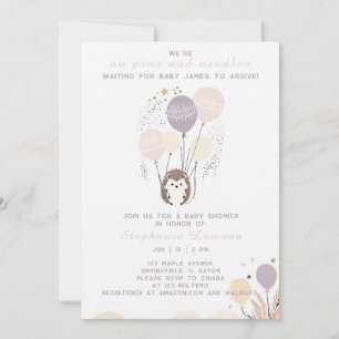 Boho Hedgehog på Stift & Nål Baby Shower Inbjudningar
