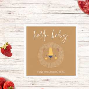 Boho Hej Baby Lejon Shower Guld Pappersservett