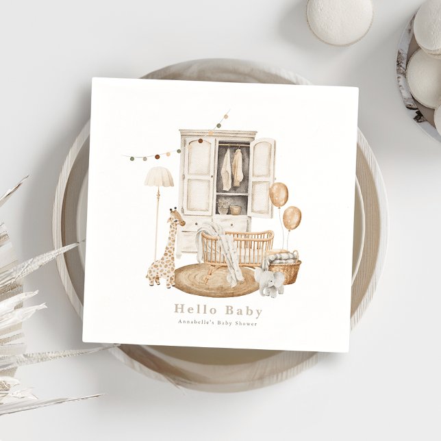 Boho Hej Baby Nursery Wardrobe Crib Baby Shower Pappersservett (Skapare uppladdad)