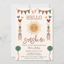 Boho Hej Sunshine Baby Shower med gender Neutralt