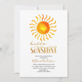 Boho Hej Sunshine vattencolor baby dusch Inbjudningar