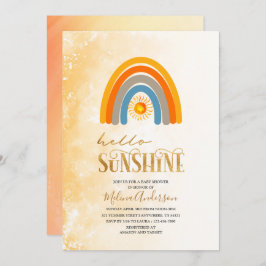 Boho Hej Sunshine vattencolor baby dusch Inbjudningar