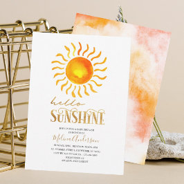 Boho Hej Sunshine vattencolor baby dusch Inbjudningar