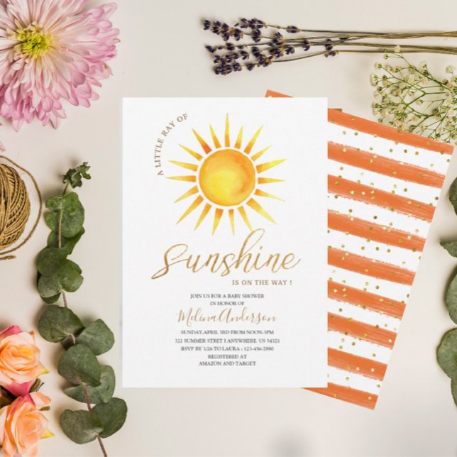 Boho Hej Sunshine vattencolor baby dusch Inbjudningar (Skapare uppladdad)