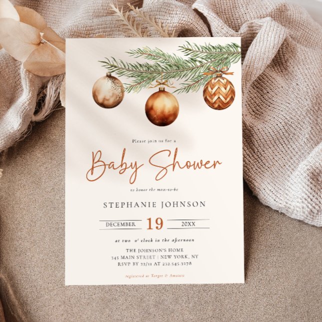 Boho Helgdag Baby Shower Winter Inbjudningar (Skapare uppladdad)