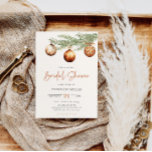 Boho Helgdag Möhippa Winter Inbjudningar<br><div class="desc">Minimalistisk neutralt Inbjudningskort för möhippan med vattenfärg gräs träd gren dekorerat med prydnadsföremål från boll vid jul.</div>