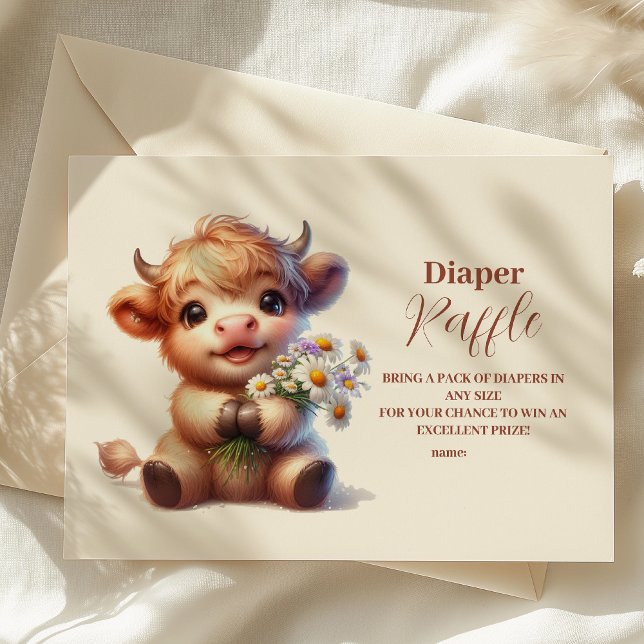 Boho Heliga Cow Highland Cow Baby Raffle Diapper Tilläggskort (Skapare uppladdad)
