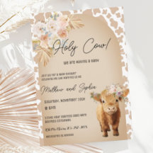 Boho Heliga Cow Highland Cow Baby Shower-inbjudan