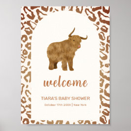 Boho Heliga Cow Western Baby Shower Välkommen Poster