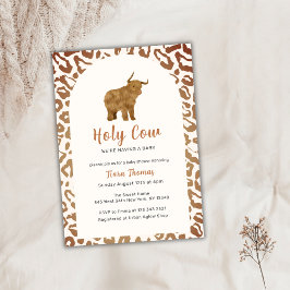Boho Heliga Cow Western Highland Cow Baby Shower Inbjudningar