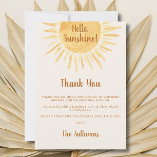 Boho Hello Sunshine Bebis Shower Tack Kort