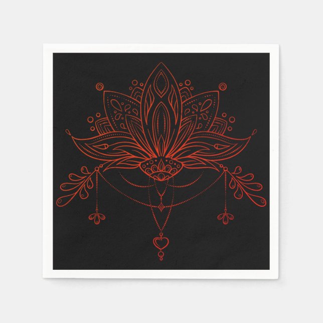 Boho Henna Lotus Flower Pappersservett (Framsidan)