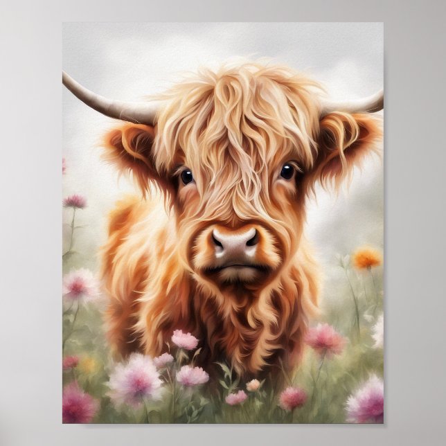 Boho Highland coart print, high land codecor Poster (Framsidan)