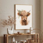 Boho Highland Cow Art Print Poster<br><div class="desc">Boho Highland Cow Neutralt Art Print.</div>