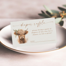 Boho Highland Cow Baby Shower Raffle Tilläggskort