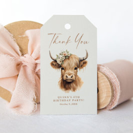Boho Highland Cow Barns födelsedag Party Favor Presentetikett