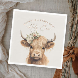Boho Highland Cow Barns födelsedag Party Pappersservett