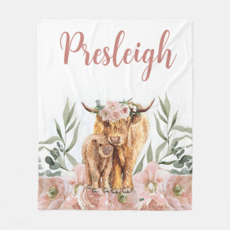 Boho Highland Cow Blanket Girl Highland Cow Blanke Fleecefilt