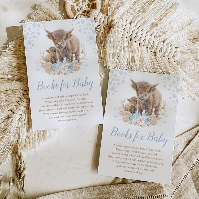 Boho Highland Cow Blue Pampas Bokar för Pojke Tilläggskort (Skapare uppladdad)