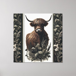 Boho Highland Cow Canvastryck
