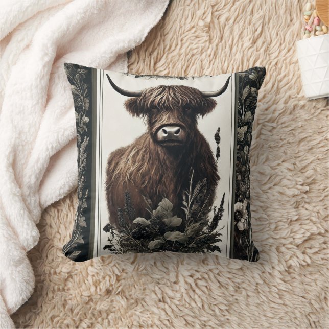 Boho Highland Cow Kudde (Filt)