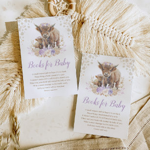 Boho Highland Cow Lilac Pampas Bokar för Flicka Tilläggskort