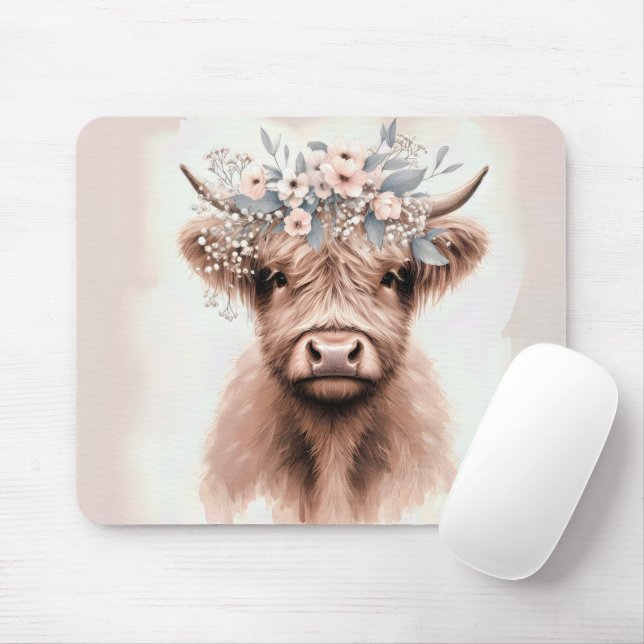 Boho Highland Cow Musmatta (Med mus)