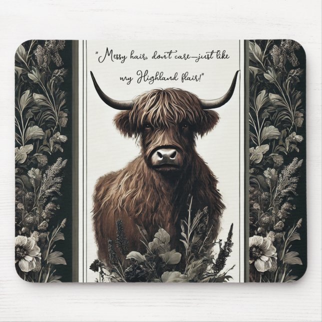 Boho Highland Cow Musmatta (Framsidan)