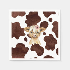 Boho Highland Cow Print Napkins Pappersservett