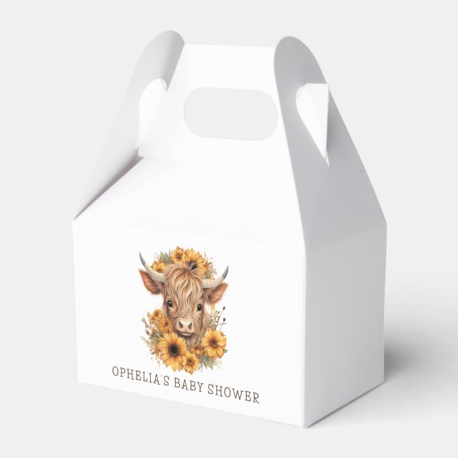 Boho Highland Cow SunblommBaby Shower Tack Presentaskar (Framsidan Sidan)