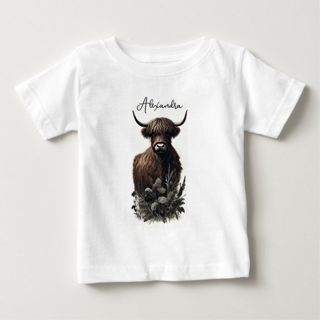 Boho Highland Cow T Shirt (Framsida)