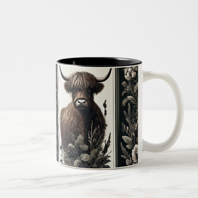 Boho Highland Cow Två-Tonad Mugg (Höger)
