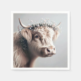 Boho Highland Ko med krona av spädbarnandning Pappersservett