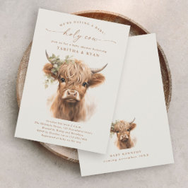 Boho Highland Ko Neutrala Par Baby Shower Inbjudningar