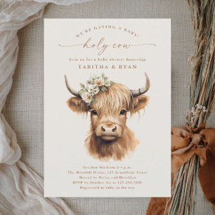 Boho Highland Ko Neutrala Par Baby Shower Inbjudningar