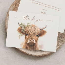 Boho Highland Ko Neutrala Par Baby Shower Tack Kort