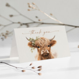 Boho Highland Ko Neutrala Par Baby Shower Tack Kort