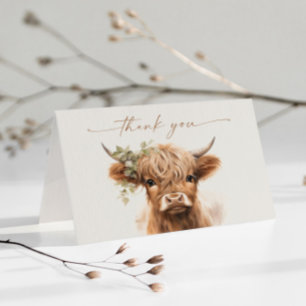 Boho Highland Ko Neutrala Par Baby Shower Tack Kort
