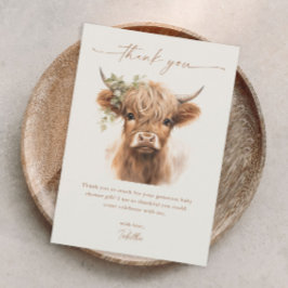 Boho Highland Ko Neutrala Par Babyshower Tack Kort